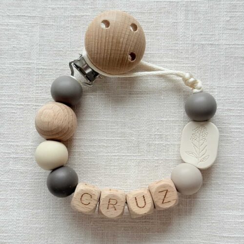 speenkoord met naam creme taupe