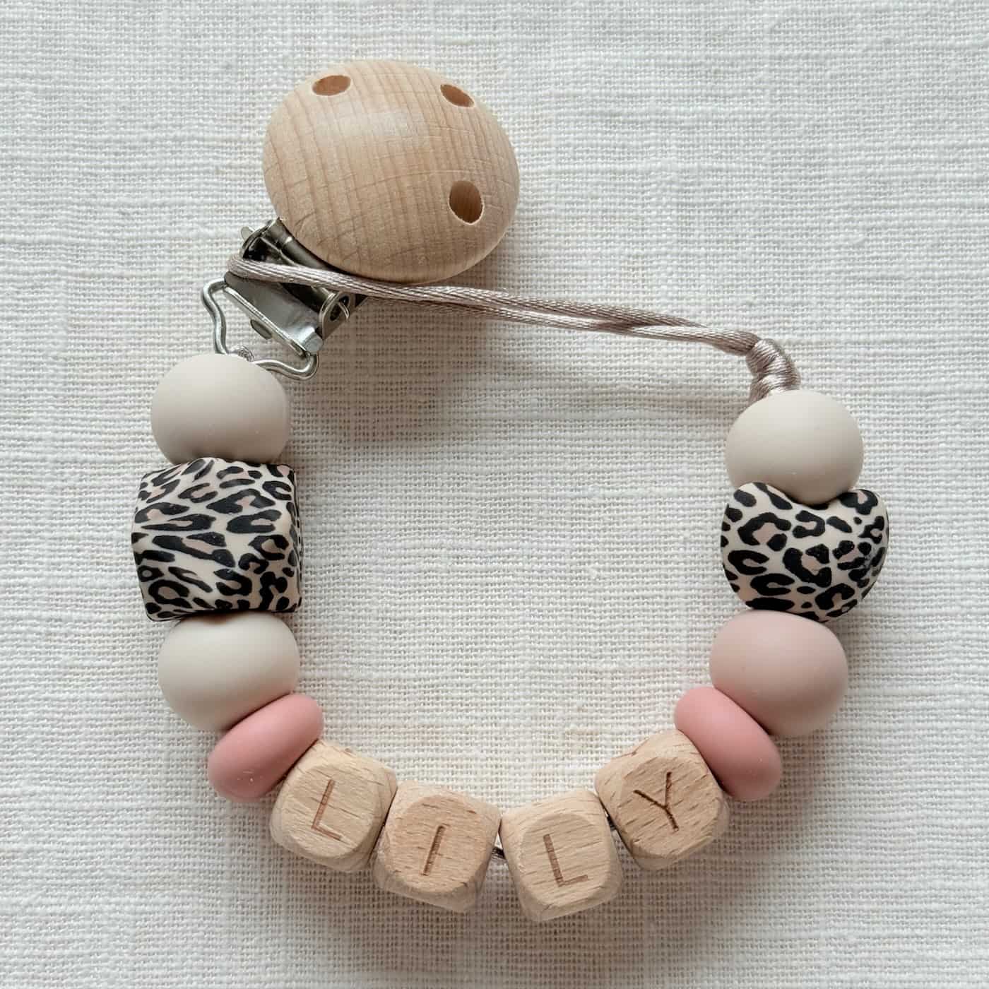 Speenkoord met naam | Panter roze 2 speenkoord met naam panter roze