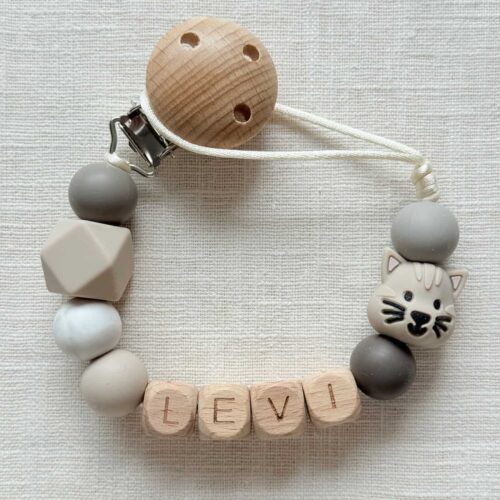 speenkoord met naam poes taupe