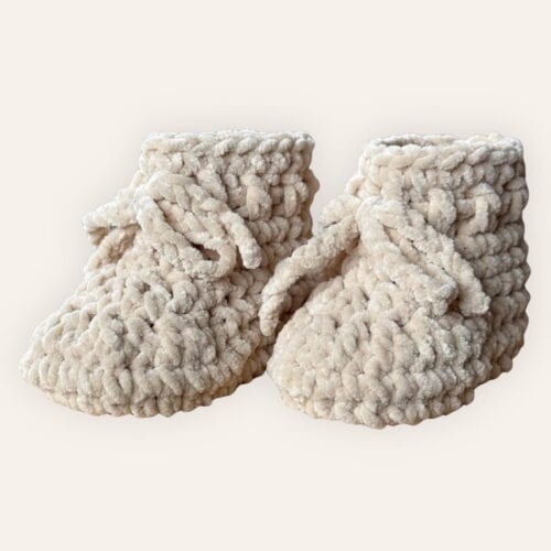 velvet babyslofjes lichtbeige