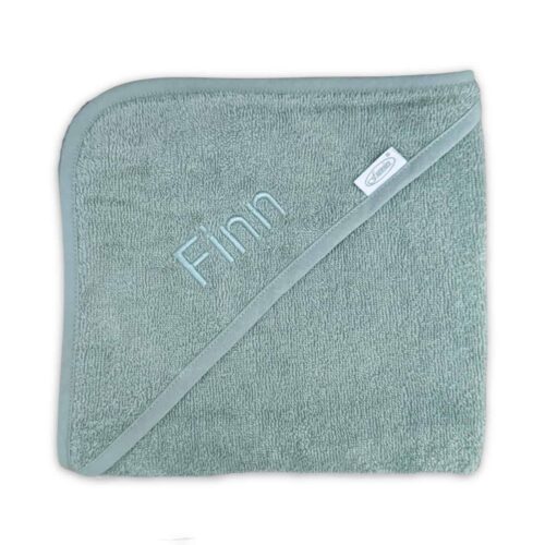 badcape met naam stone green